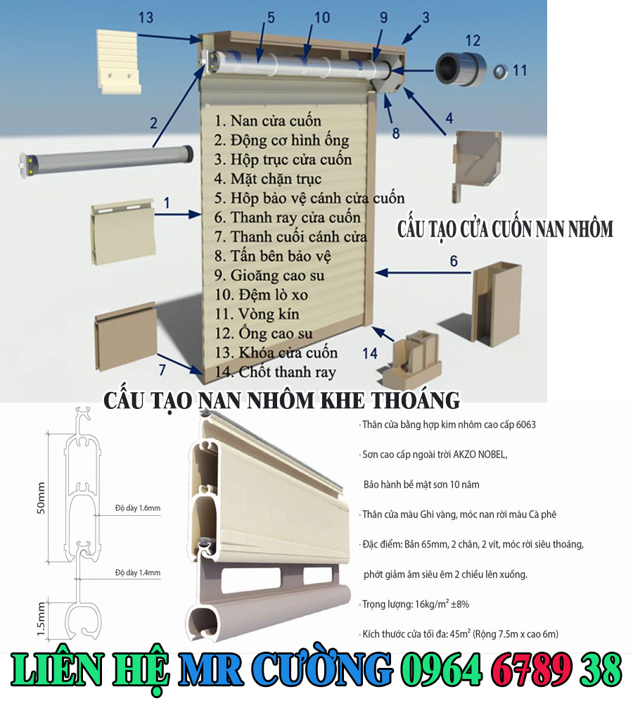 Cấu tạo cửa cuốn và nan nhôm khe thoáng TPHCM